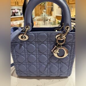 Elegant Blue Quilted Handbag